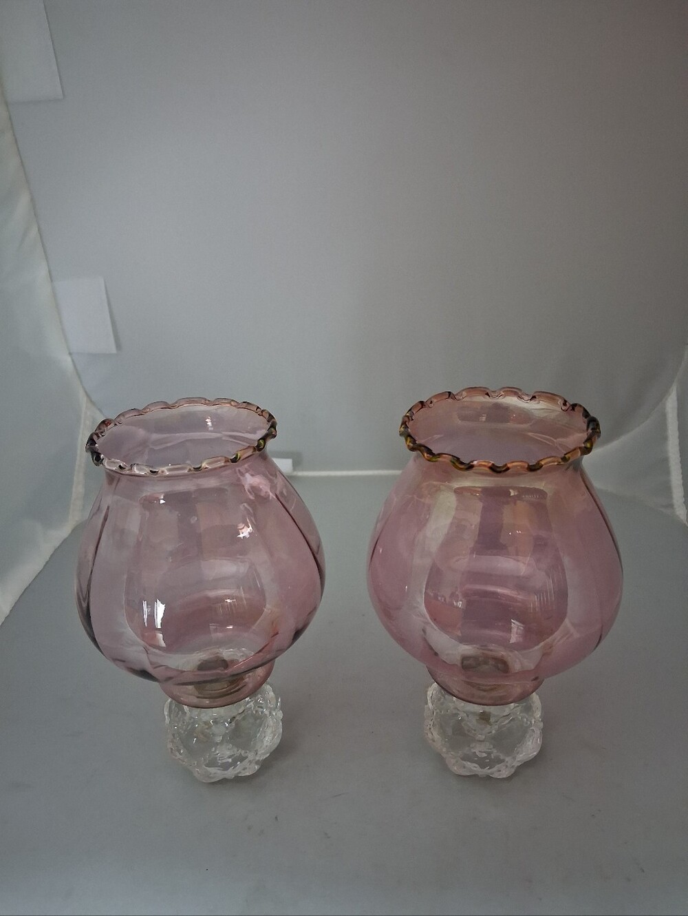 2 Homco Cranberry Celeste Votive Cups with pegs rubber grippers included